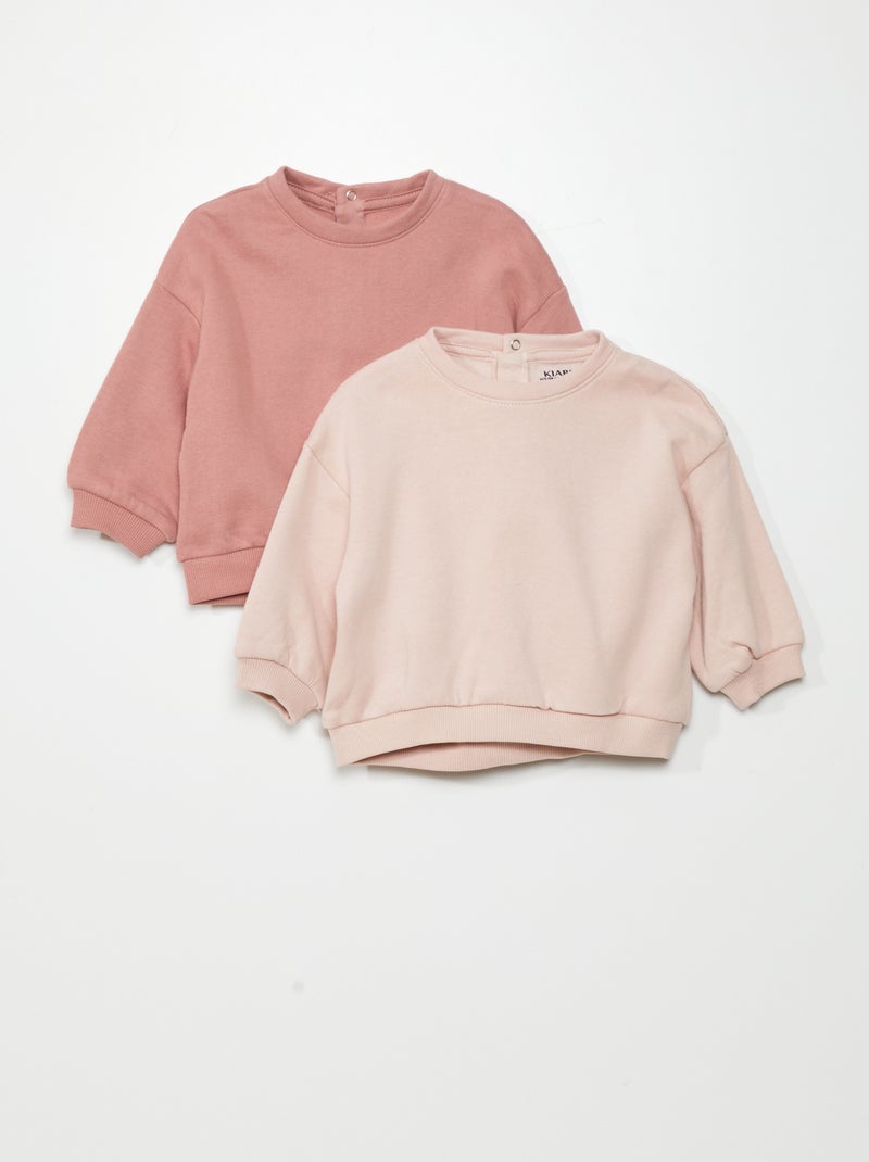 Lote de 2 sweatshirts em moletão ROSA - Kiabi