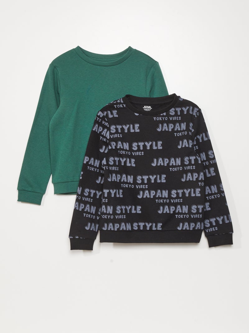 Lote de 2 sweatshirts estampadas PRETO - Kiabi