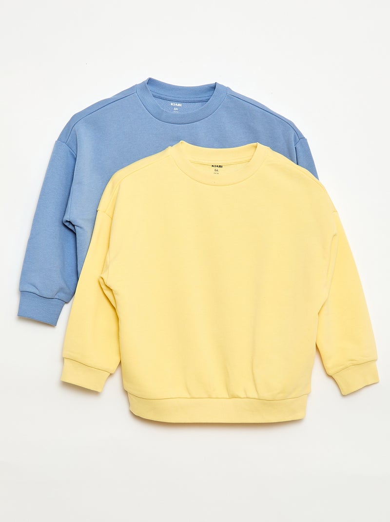 Lote de 2 sweatshirts french terry em algodão Amarelo - Kiabi
