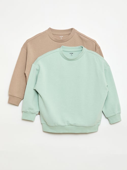 Lote de 2 sweatshirts french terry em algodão - Kiabi