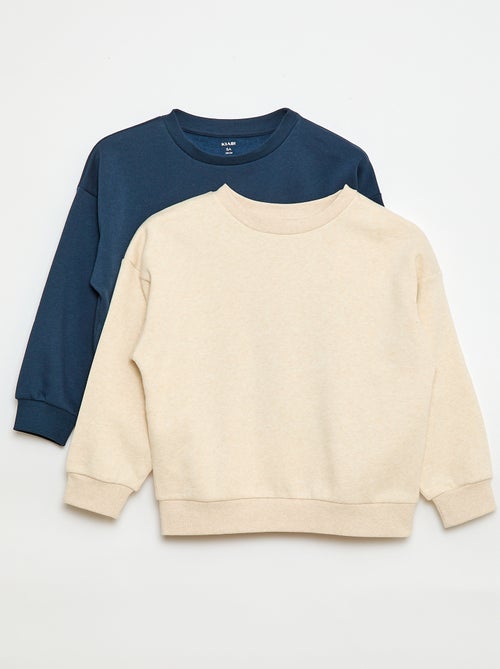 Lote de 2 sweatshirts lisas em moletão - Kiabi