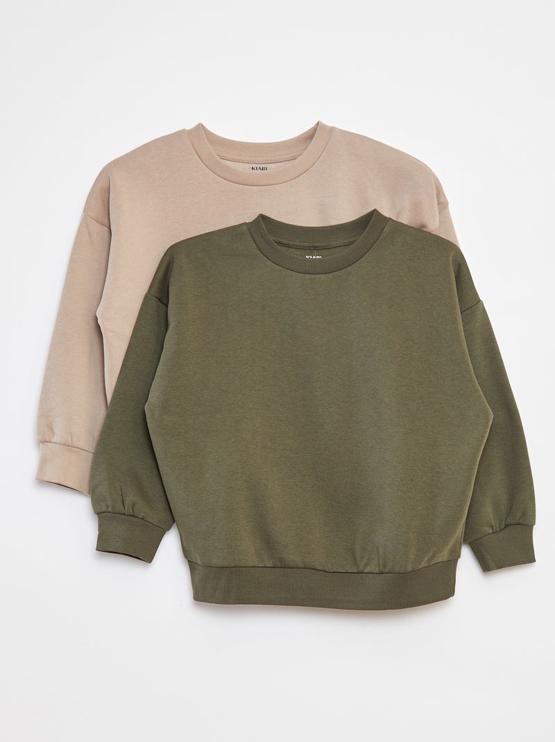 Lote de 2 sweatshirts lisas em moletão Caqui - Kiabi