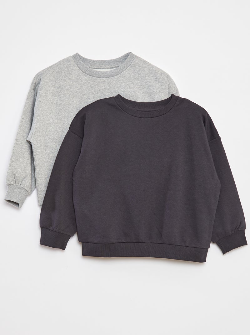 Lote de 2 sweatshirts lisas em moletão Cinza - Kiabi