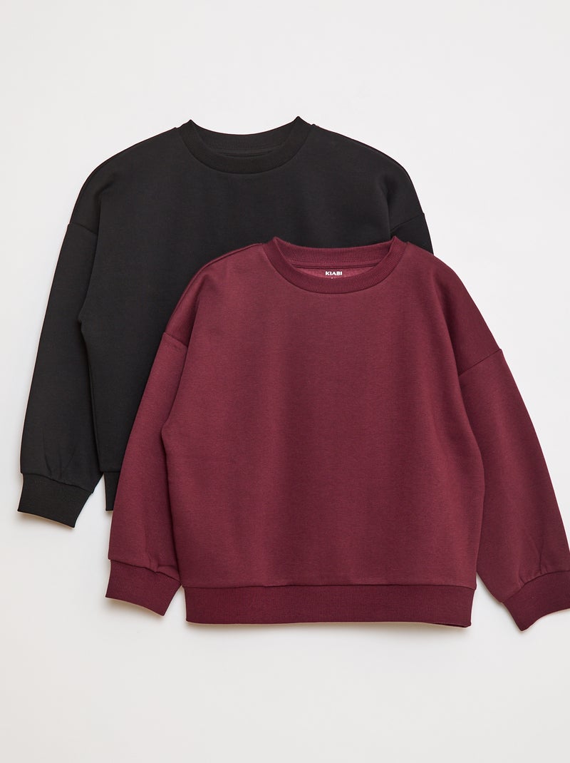 Lote de 2 sweatshirts lisas em moletão Preto - Kiabi
