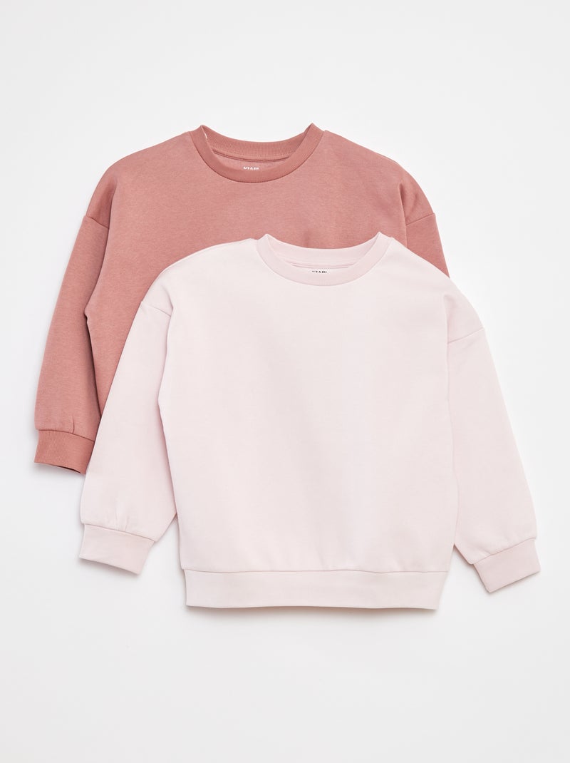 Lote de 2 sweatshirts lisas em moletão Rosa - Kiabi