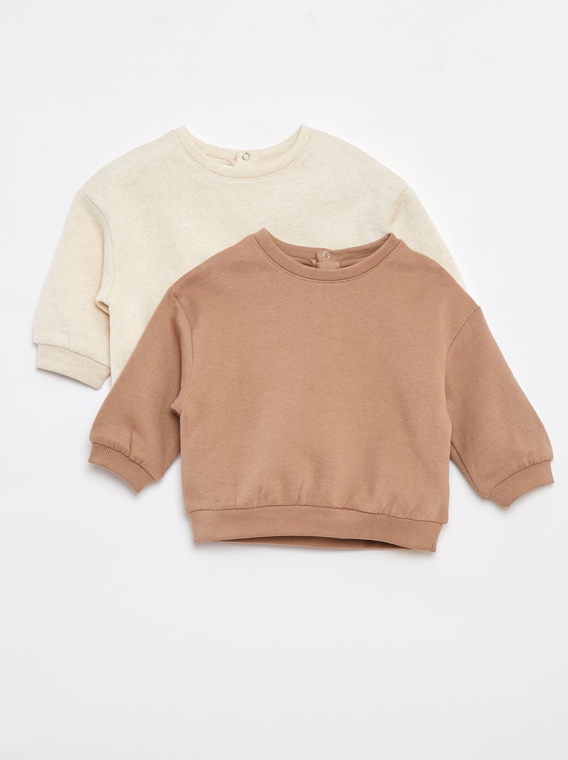 Lote de 2 sweatshirts lisas oversize Bege - Kiabi