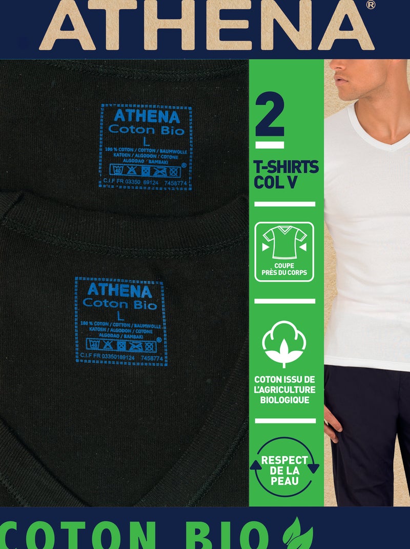 Lote de 2 t-shirts 'Athena' de algodão PRETO - Kiabi