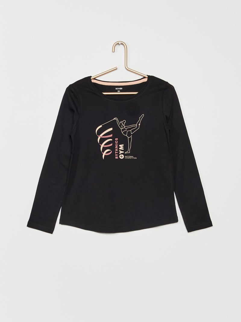 Lote de 2 t-shirts 'bailarina' com gola redonda PRETO - Kiabi
