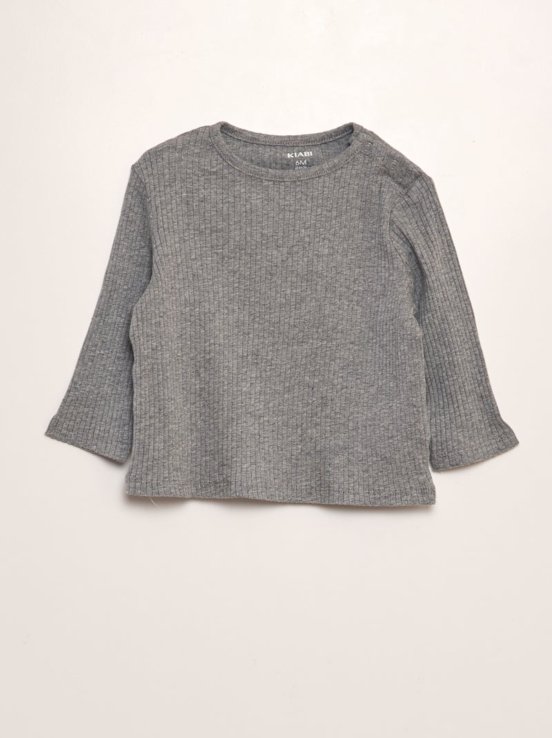 Lote de 2 t-shirts caneladas CINZA - Kiabi