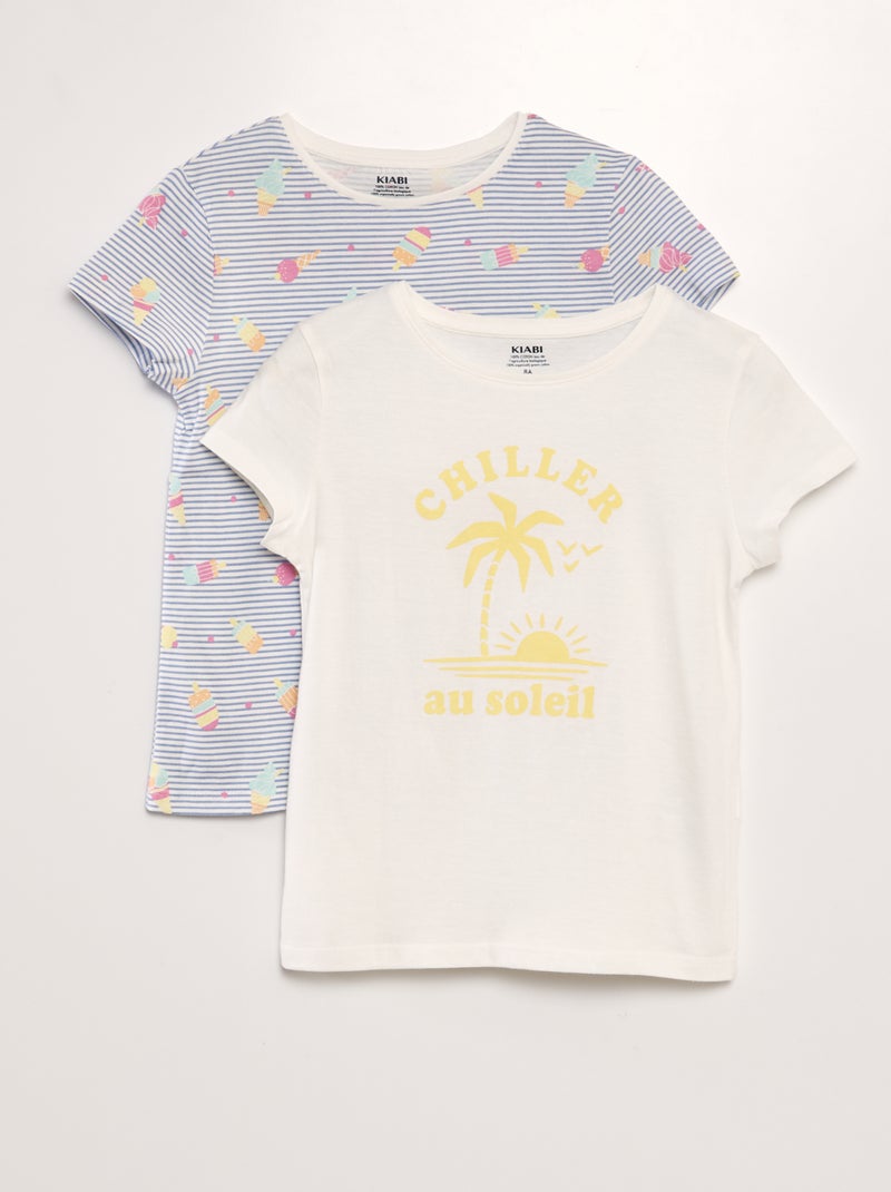 Lote de 2 t-shirts com mensagem BEGE - Kiabi