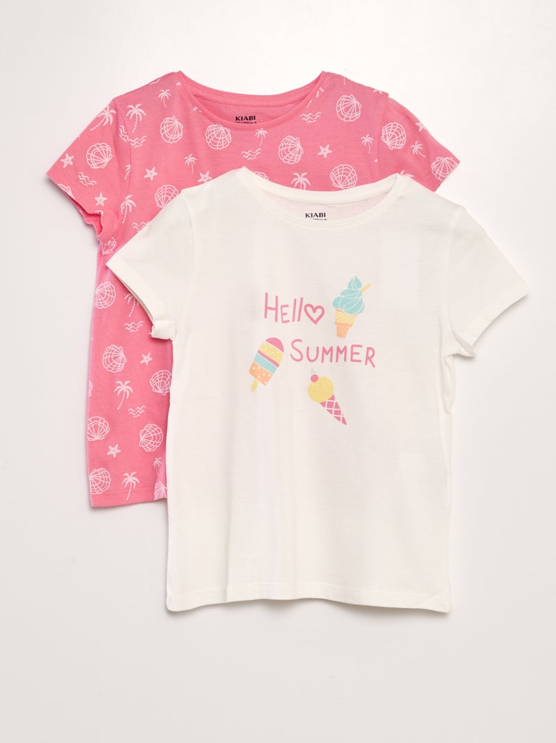 Lote de 2 t-shirts com mensagem BRANCO - Kiabi