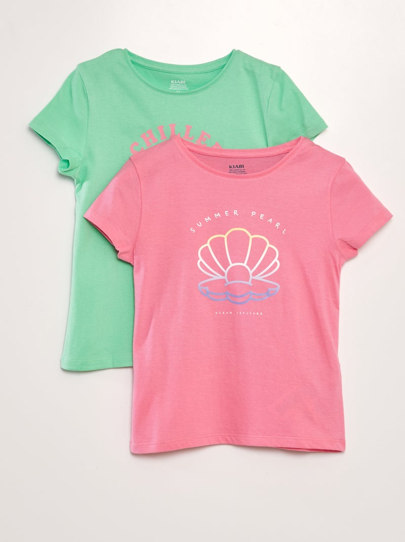 Lote de 2 t-shirts com mensagem ROSA - Kiabi