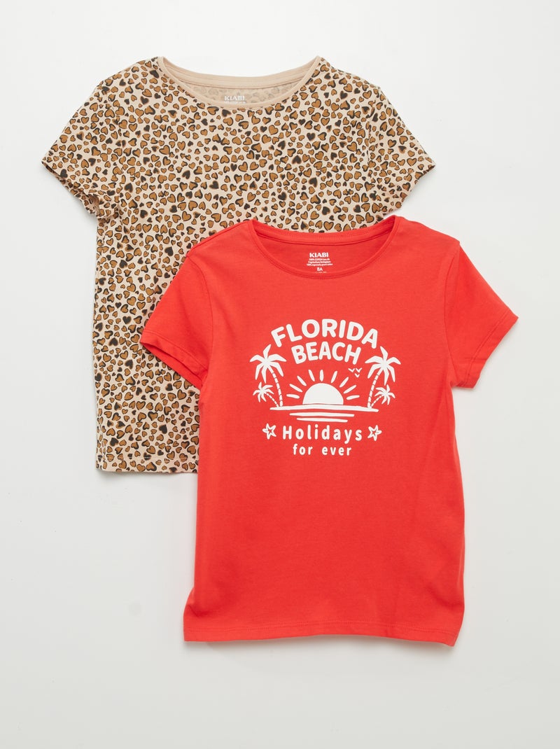 Lote de 2 t-shirts com mensagem ROXO - Kiabi