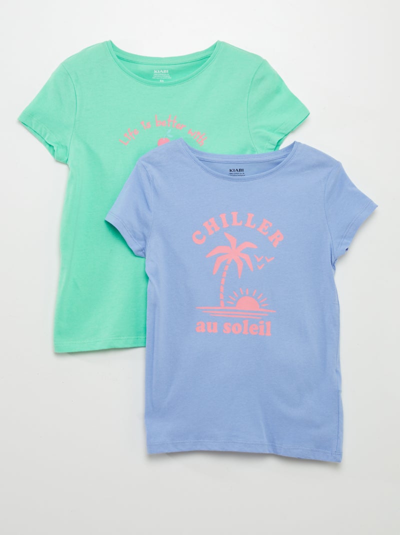Lote de 2 t-shirts com mensagem VERDE - Kiabi