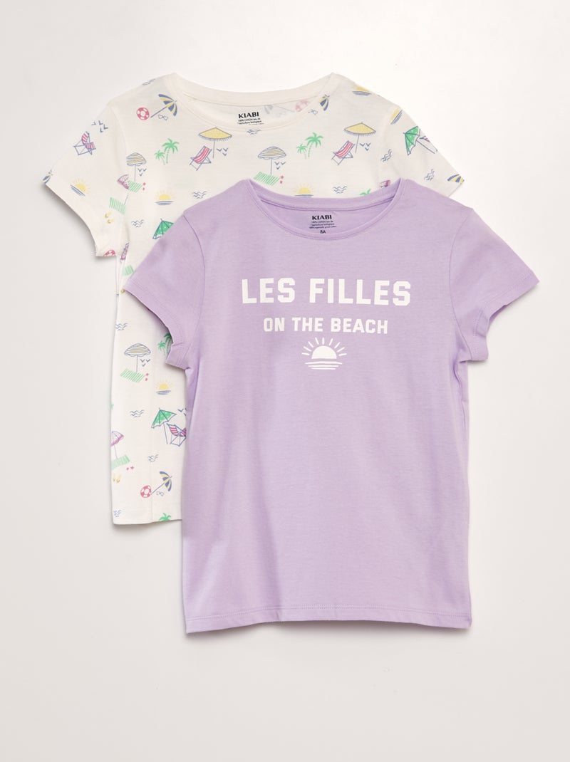 Lote de 2 t-shirts com mensagem VIOLETA - Kiabi