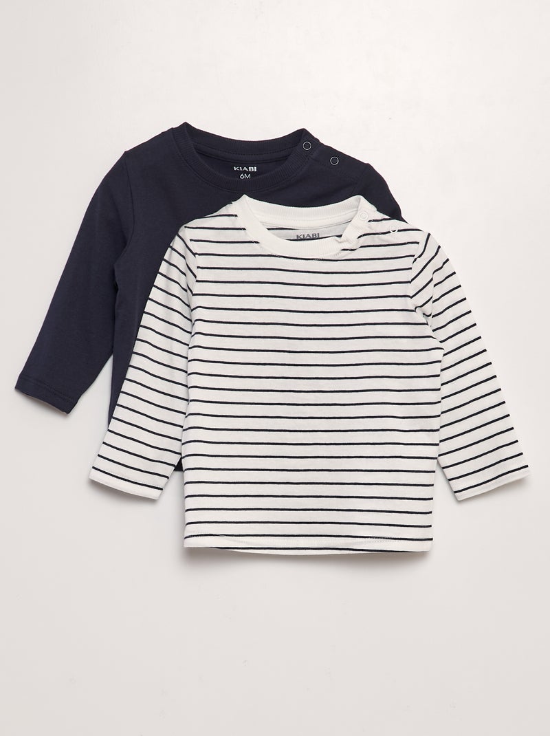 Lote de 2 t-shirts de algodão BRANCO - Kiabi