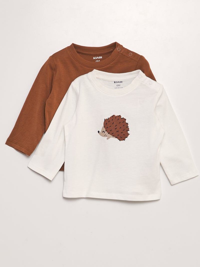 Lote de 2 t-shirts de algodão BRANCO - Kiabi