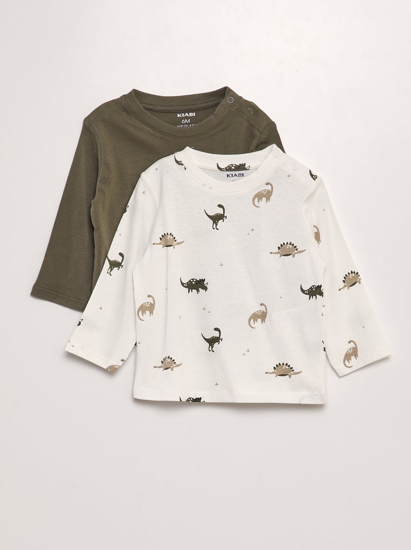 Lote de 2 t-shirts de algodão BRANCO - Kiabi