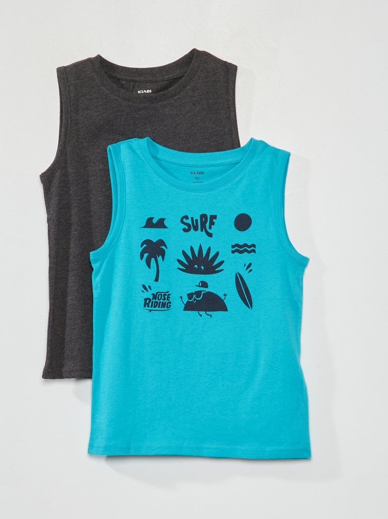 Lote de 2 t-shirts de manga cava AZUL - Kiabi