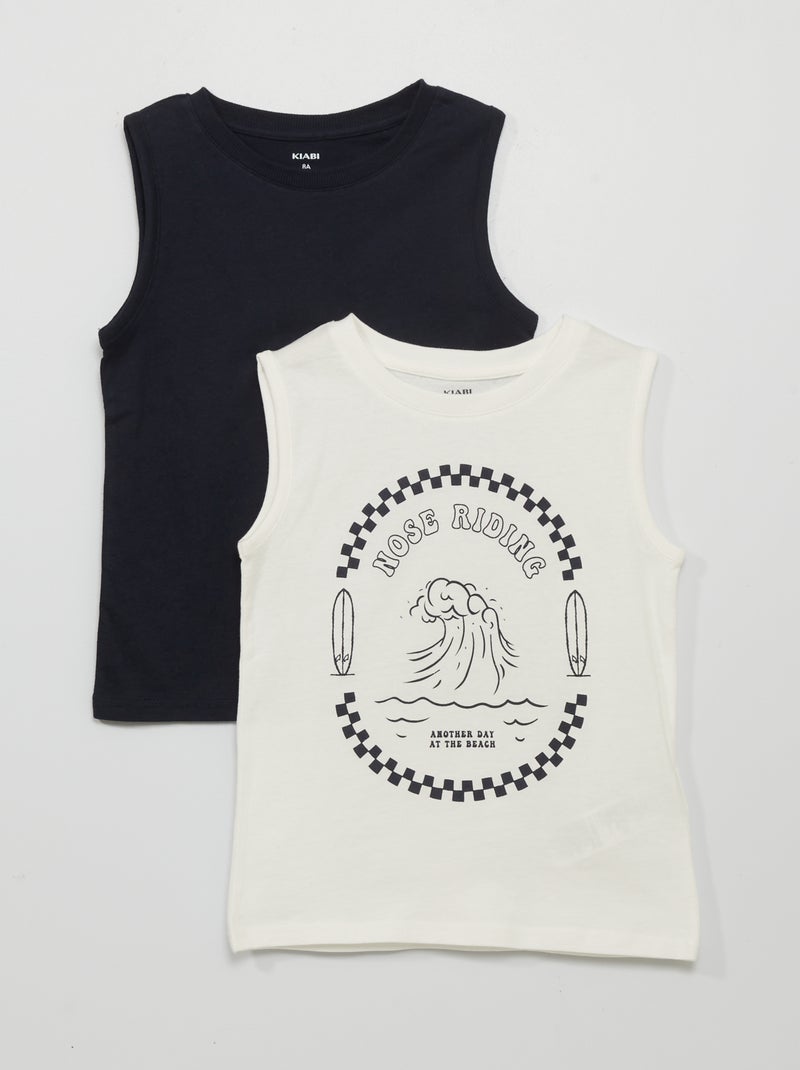 Lote de 2 t-shirts de manga cava BRANCO - Kiabi