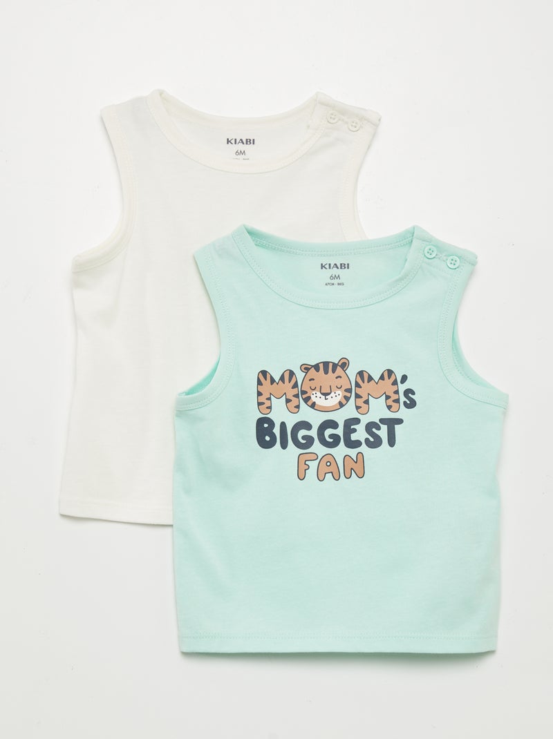 Lote de 2 t-shirts de manga cava em jersey AZUL - Kiabi