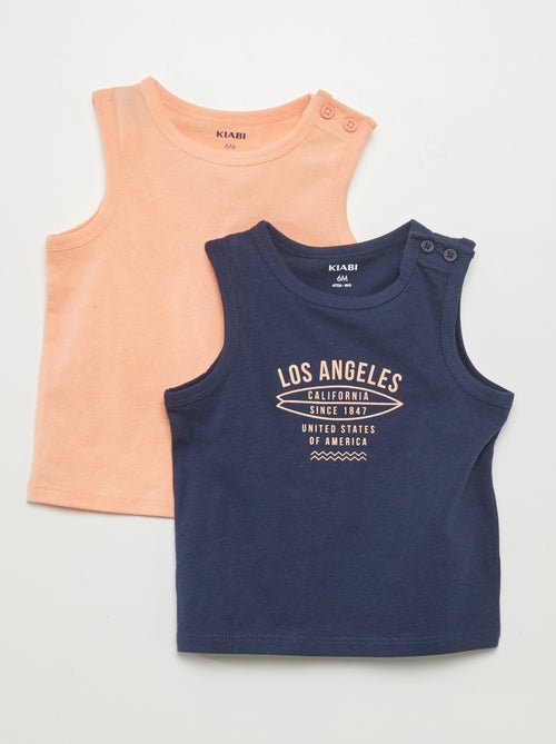 Lote de 2 t-shirts de manga cava em jersey - Kiabi
