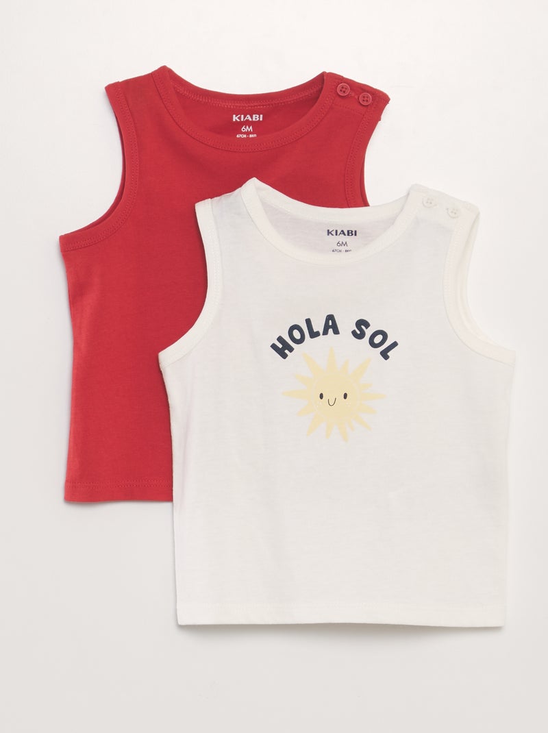 Lote de 2 t-shirts de manga cava em jersey BRANCO - Kiabi