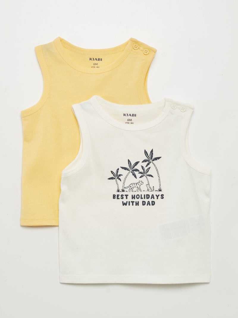 Lote de 2 t-shirts de manga cava em jersey BRANCO - Kiabi