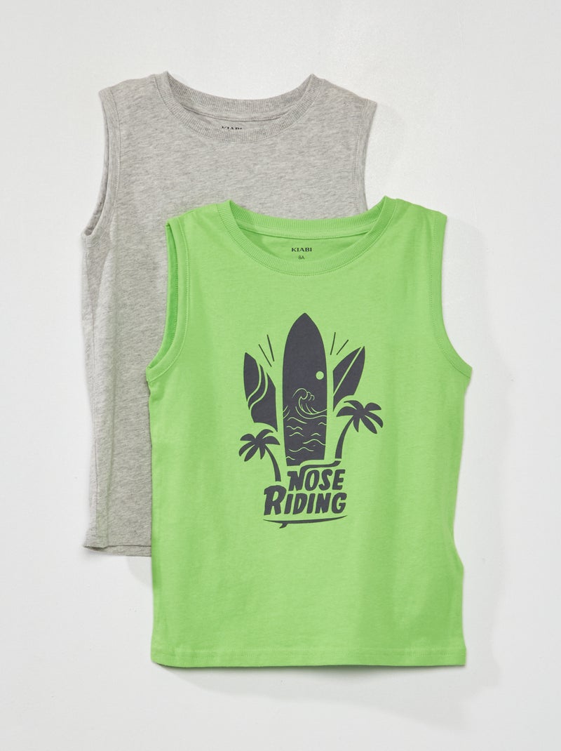 Lote de 2 t-shirts de manga cava VERDE - Kiabi
