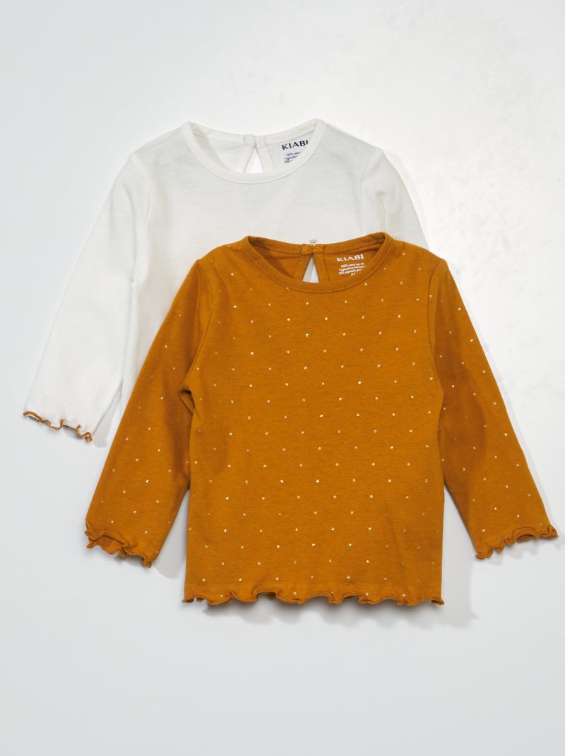 Lote de 2 t-shirts de manga comprida AMARELO - Kiabi
