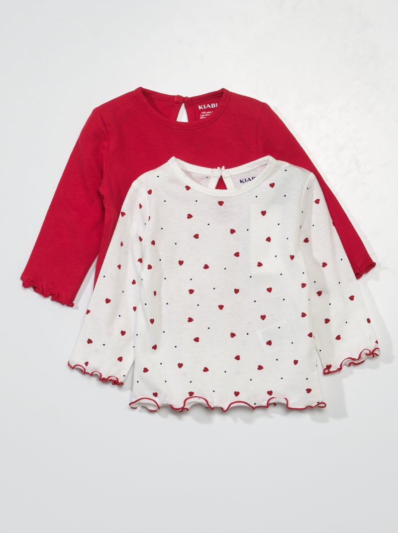 Lote de 2 t-shirts de manga comprida BRANCO - Kiabi