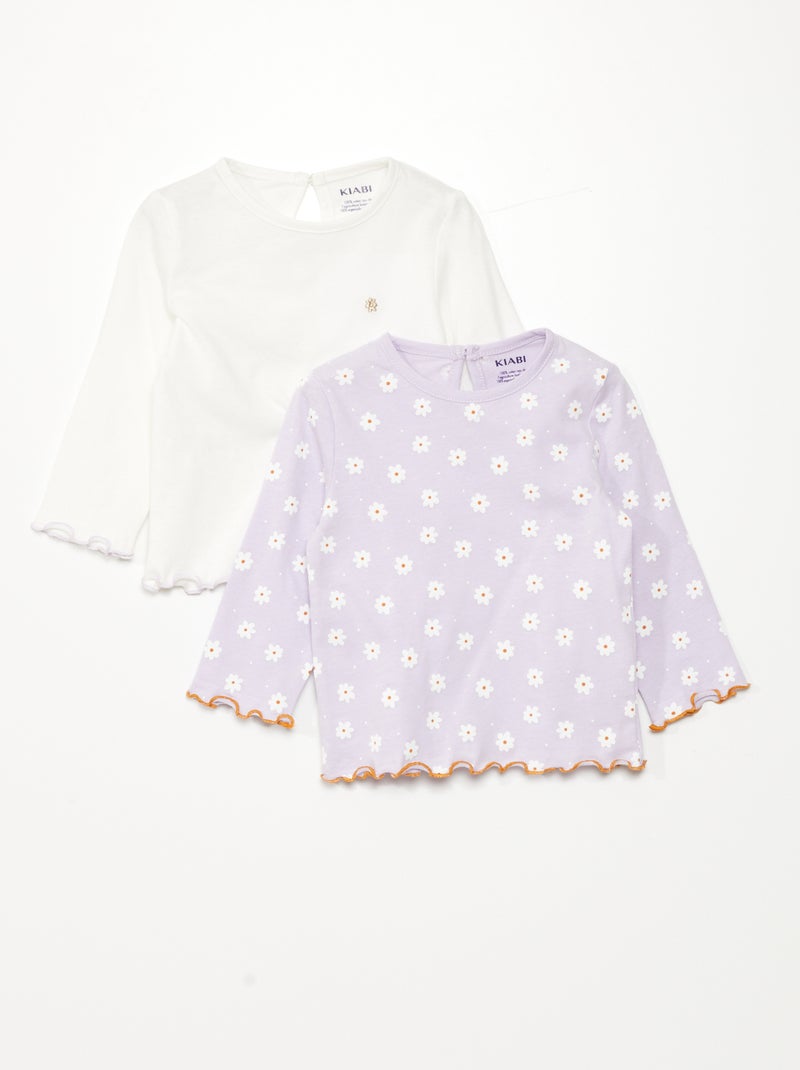 Lote de 2 t-shirts de manga comprida BRANCO - Kiabi
