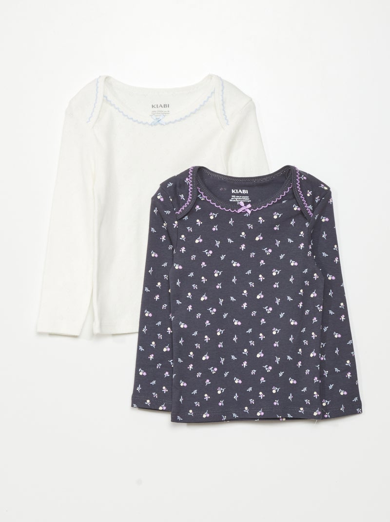 Lote de 2 t-shirts de manga comprida PRETO - Kiabi