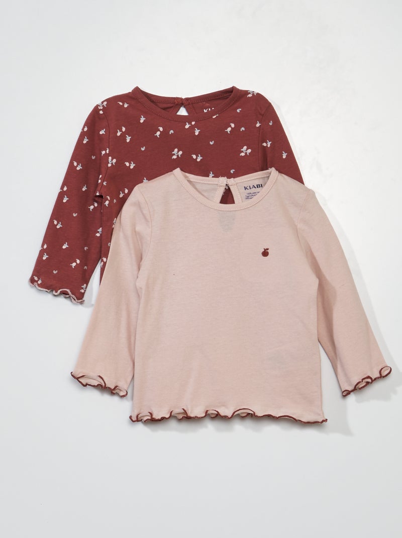Lote de 2 t-shirts de manga comprida ROSA - Kiabi