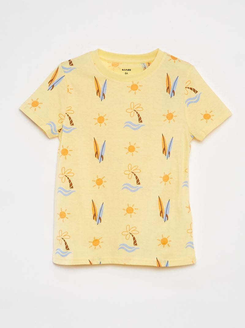 Lote de 2 t-shirts de manga curta e gola redonda AMARELO - Kiabi