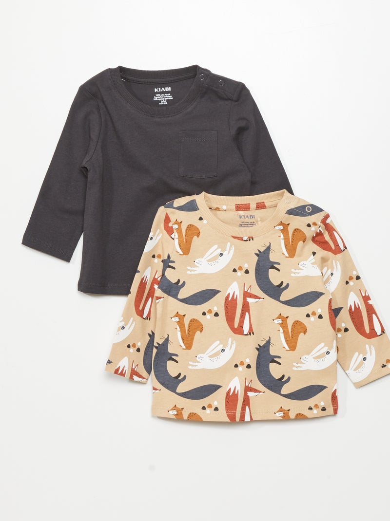 Lote de 2 t-shirts em jersey BEGE - Kiabi