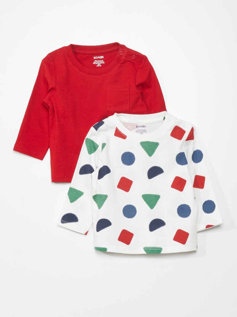 Lote de 2 t-shirts em jersey BRANCO - Kiabi
