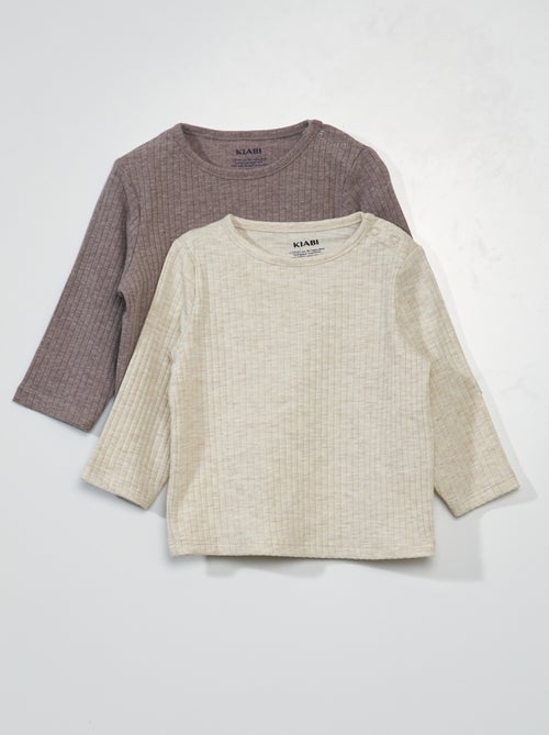 Lote de 2 t-shirts em jersey canelado - Kiabi