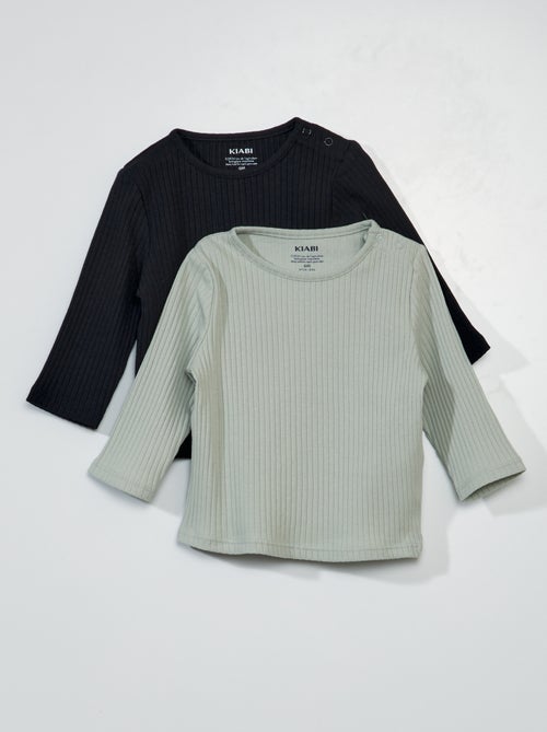 Lote de 2 t-shirts em jersey canelado - Kiabi