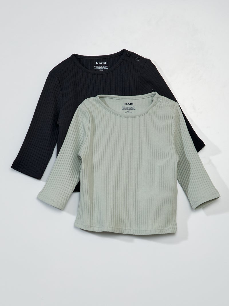 Lote de 2 t-shirts em jersey canelado CINZA - Kiabi