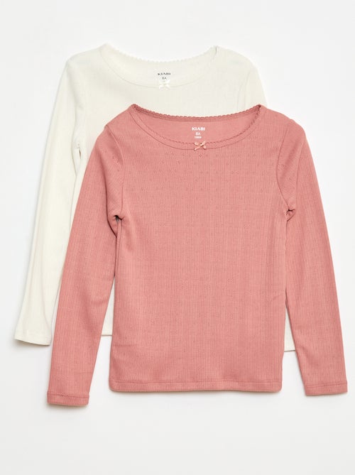 Lote de 2 t-shirts em malha piqué com mangas compridas - Kiabi