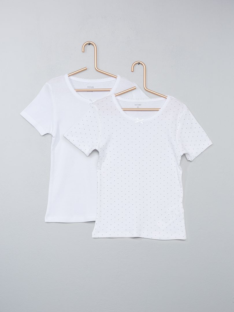 Lote de 2 t-shirts em puro algodão Branco - Kiabi