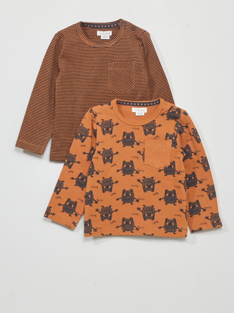 Lote de 2 t-shirts estampadas Marrom - Kiabi