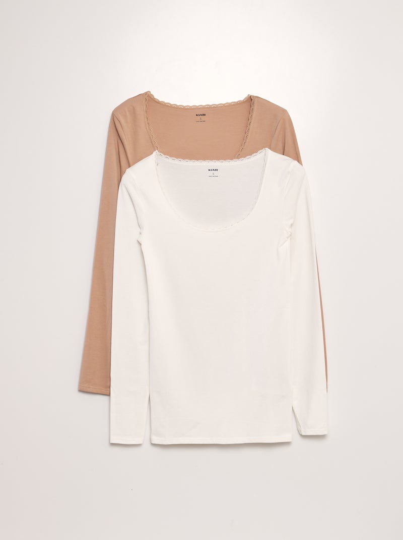 Lote de 2 t-shirts interiores BEGE - Kiabi