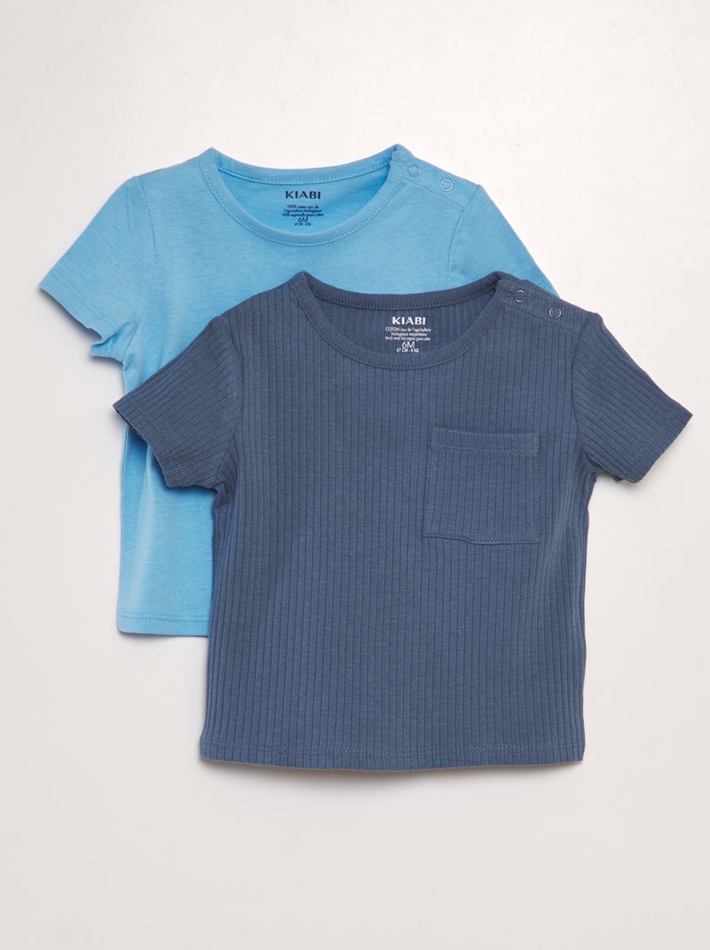 Lote de 2 t-shirts lisas AZUL - Kiabi