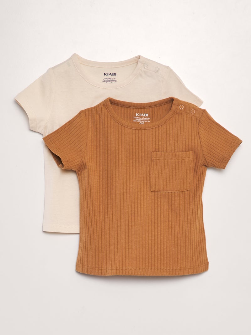 Lote de 2 t-shirts lisas BEGE - Kiabi