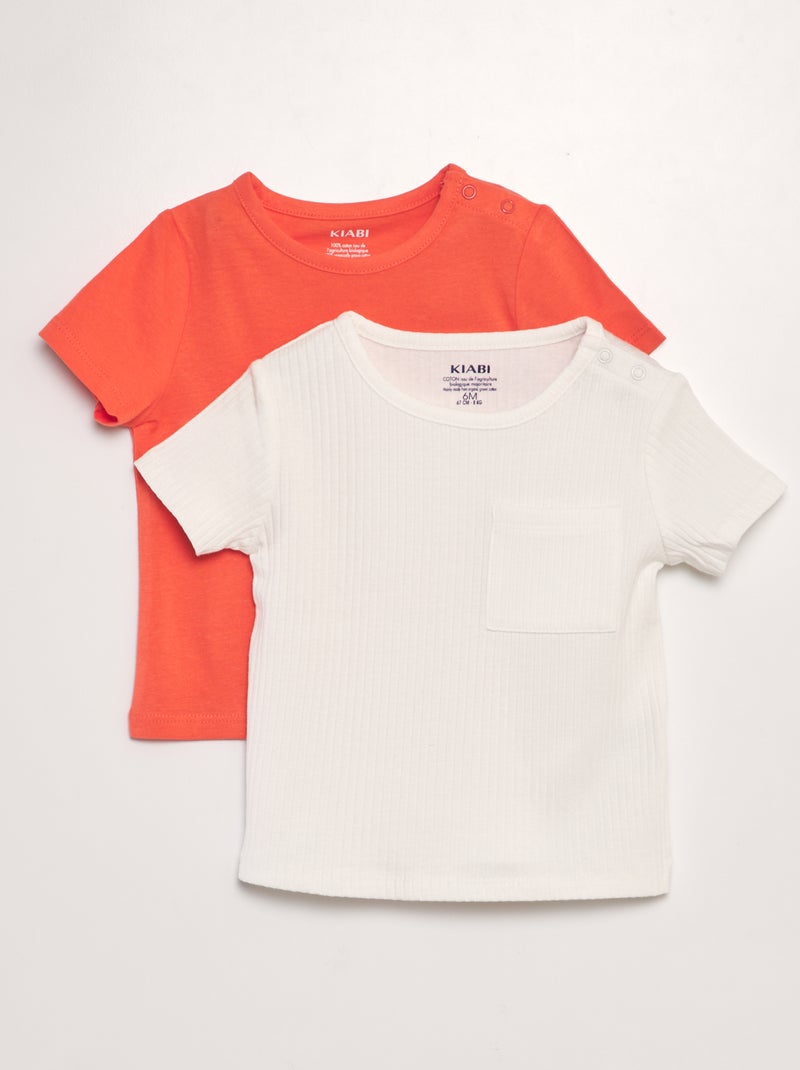 Lote de 2 t-shirts lisas VERMELHO - Kiabi