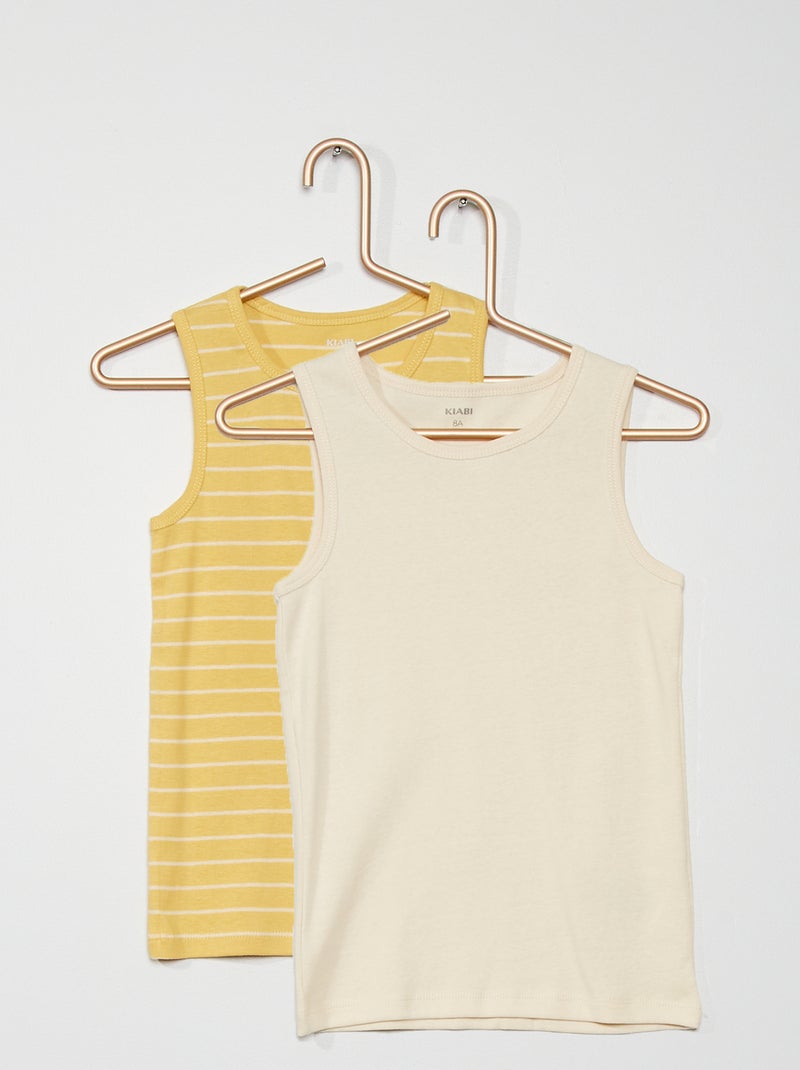 Lote de 2 t-shirts manga cava AMARELO - Kiabi