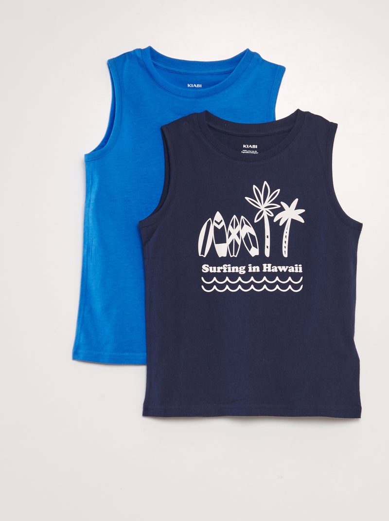 Lote de 2 t-shirts manga cava AZUL - Kiabi