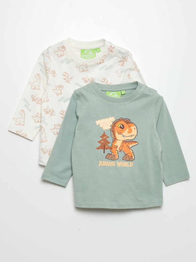 Lote de 2 t-shirts 'Mundo Jurássico' VERDE - Kiabi